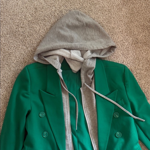 Central Park West Green Emerald Double-Breasted Blazer small - Picture 3 of 4